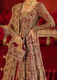 Divani red Mukesh dupatta detail - Kanwal Malik bridal couture