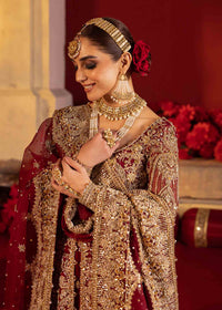 Divani red velvet four-sided border detail - Kanwal Malik bridal couture
