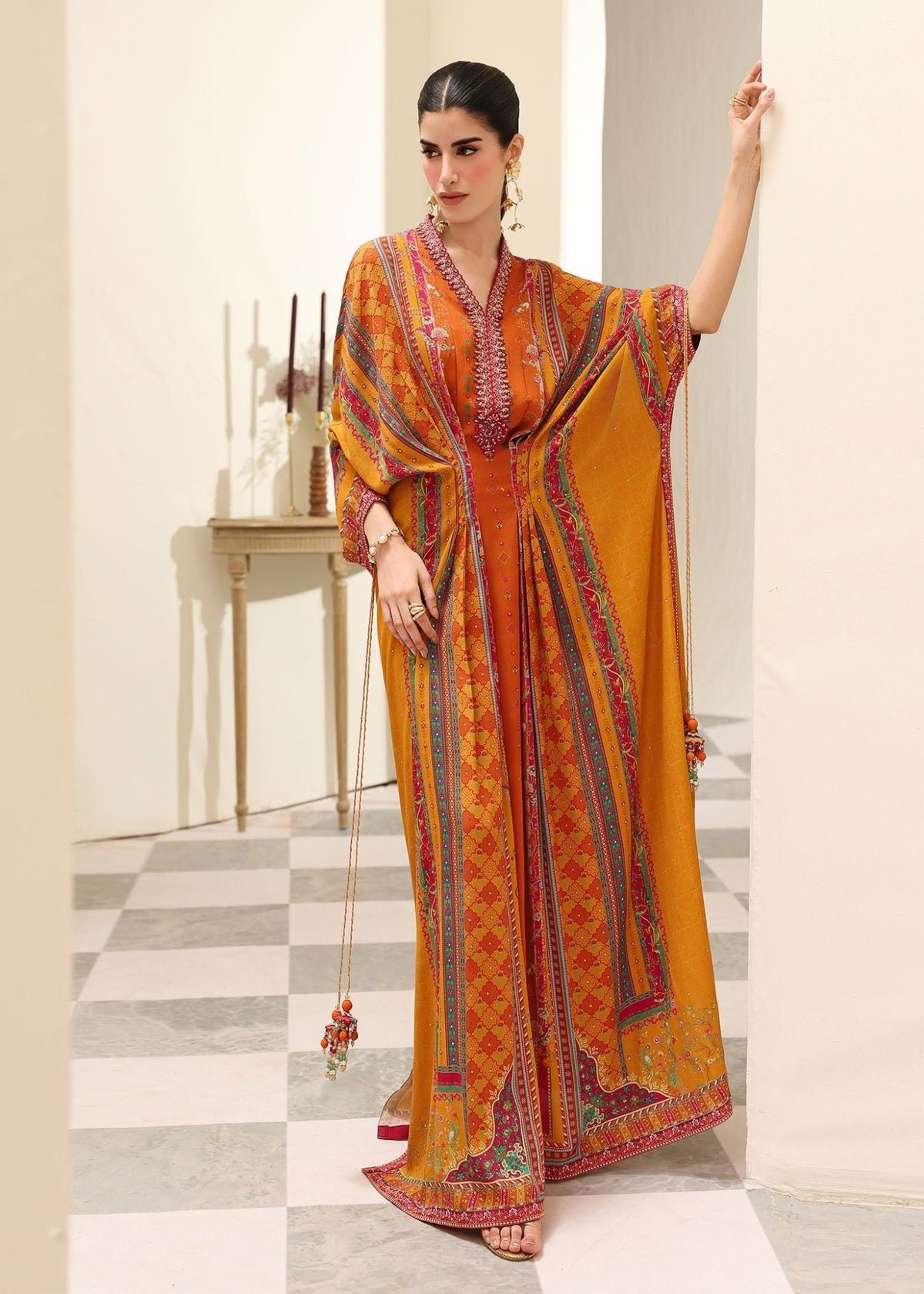 Eira orange full ensemble view - Kanwal Malik