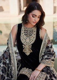 Elynor black dabka pearl crystal embellishment detail - Kanwal Malik