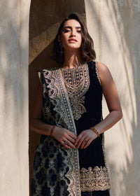 Elynor black velvet flared pants detail - Kanwal Malik
