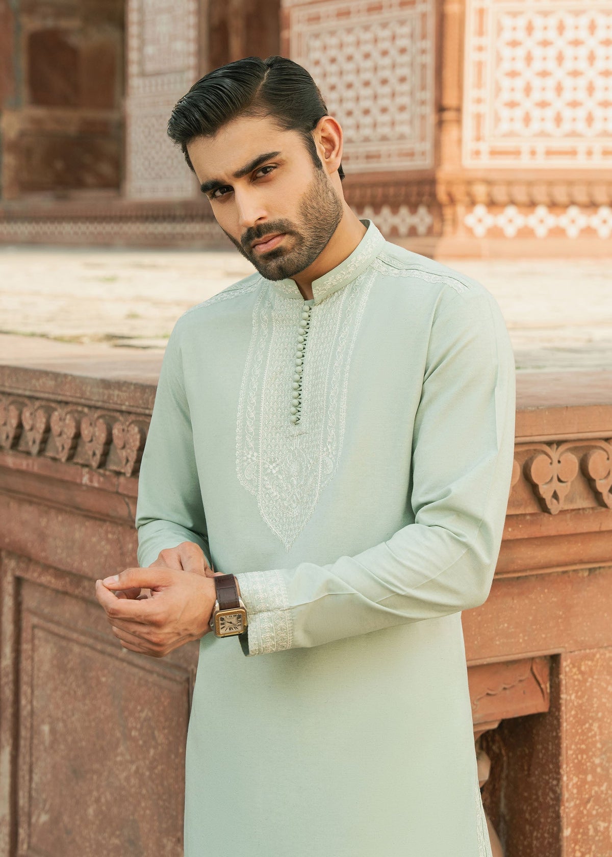 Faaris mint side view - Kanwal Malik menswear