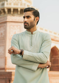 Faaris mint trouser detail - Kanwal Malik menswear
