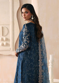Fiya teal multi-colored neckline embroidery detail - Kanwal Malik