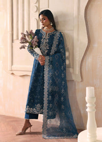 Fiya teal tissue silk shirt front view - Kanwal Malik