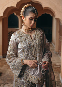 Gulnaar silver mauve tissue dupatta detail - Kanwal Malik