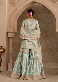 Gulrukh powder blue dupatta pallu embroidery - Kanwal Malik luxury pret
