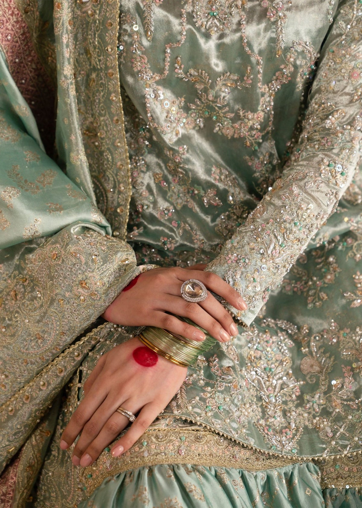Gulrukh powder blue ensemble back view - Kanwal Malik luxury pret Pakistan
