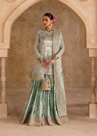 Gulrukh powder blue ensemble full view - Kanwal Malik luxury pret
