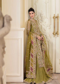 Halena olive green full ensemble view - Kanwal Malik