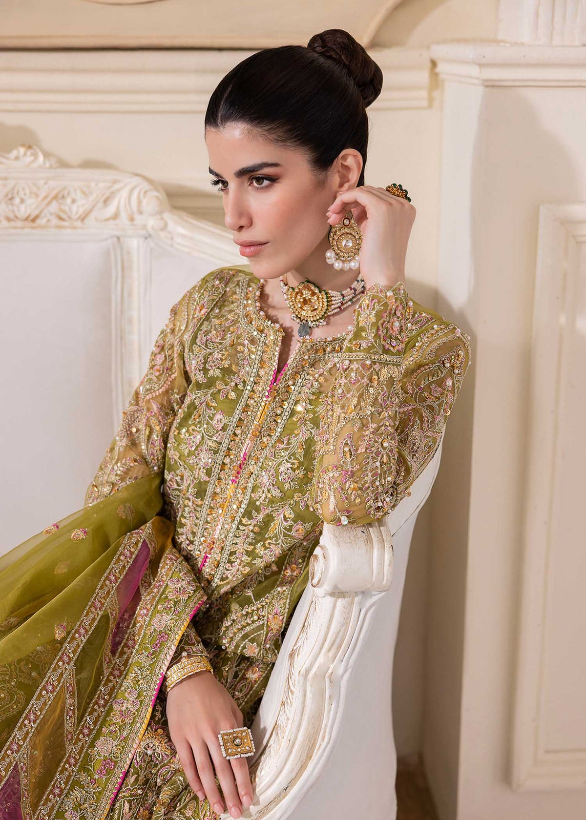 Halena olive green styled look - Kanwal Malik
