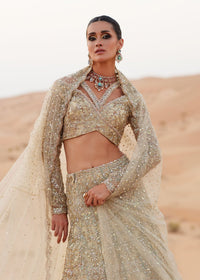 Haya nude pearl crystal embellishment detail - Kanwal Malik bridal couture