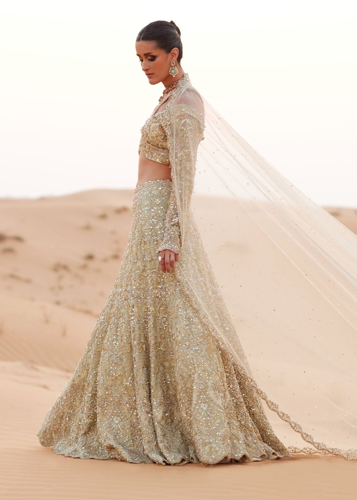 Haya nude bridal side view - Kanwal Malik bridal couture