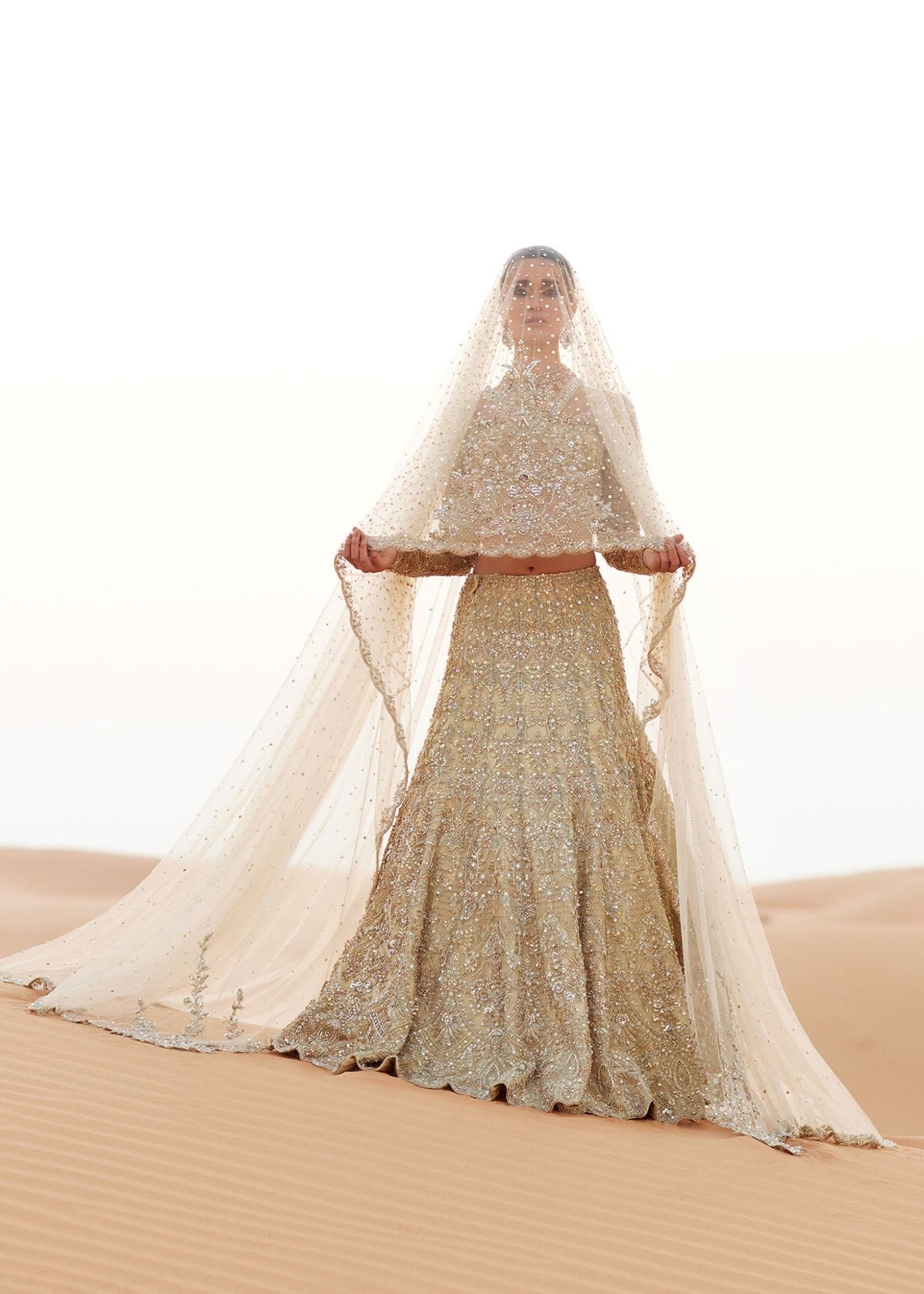 Haya nude veil dupatta detail - Kanwal Malik bridal couture