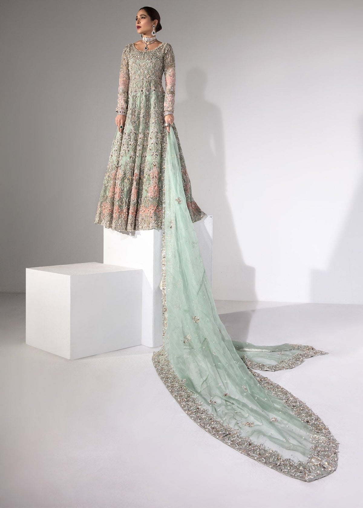 Helen mint bridal back view - Kanwal Malik bridal couture