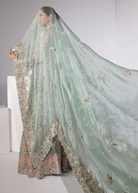 Helen mint pink velvet patch detail - Kanwal Malik bridal couture