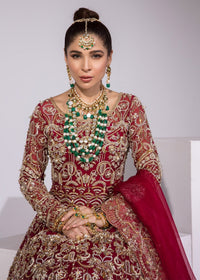 Hera red hand-embellished neckline detail - Kanwal Malik bridal couture