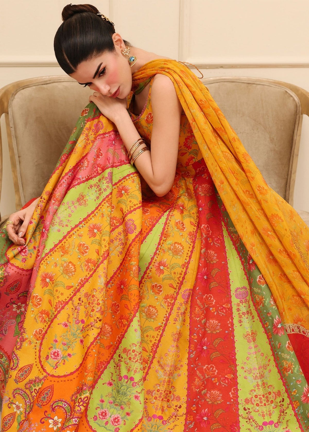 Inaya multi-color churidar pajama detail - Kanwal Malik