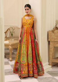 Inaya multi-color printed pishwas front view - Kanwal Malik