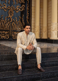 Izaar beige gold back view - Kanwal Malik menswear