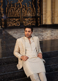 Izaar beige gold side view - Kanwal Malik menswear