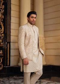 Izaar beige gold styled look - Kanwal Malik menswear