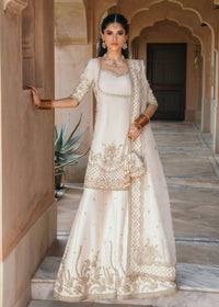 Jaya ivory embroidered shirt front view - Kanwal Malik