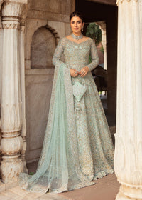 Jenan mint bridal net gown front view - Kanwal Malik bridal couture