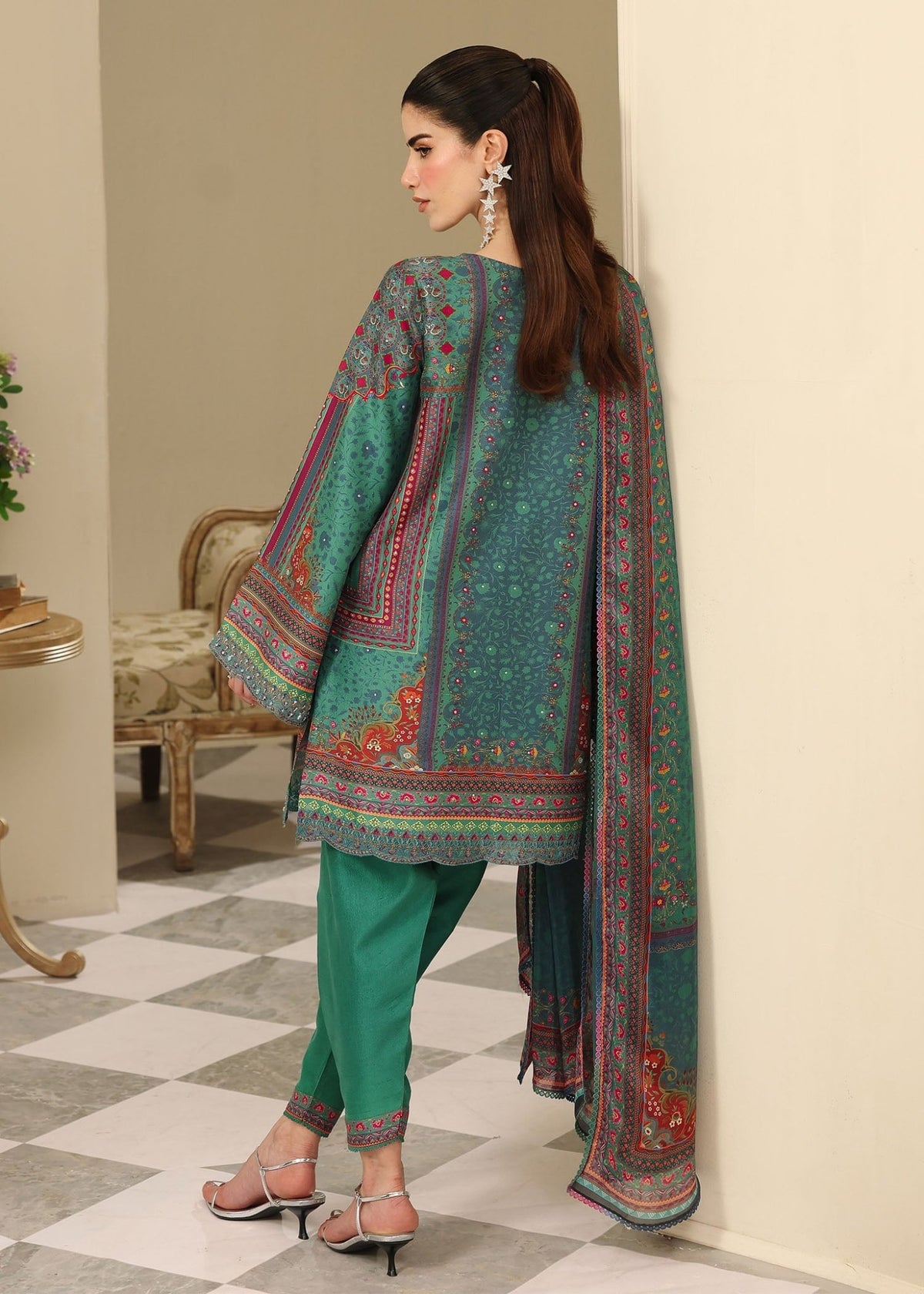Jiana peacock green complete look - Kanwal Malik