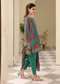 Jiana peacock green printed silk dupatta detail - Kanwal Malik
