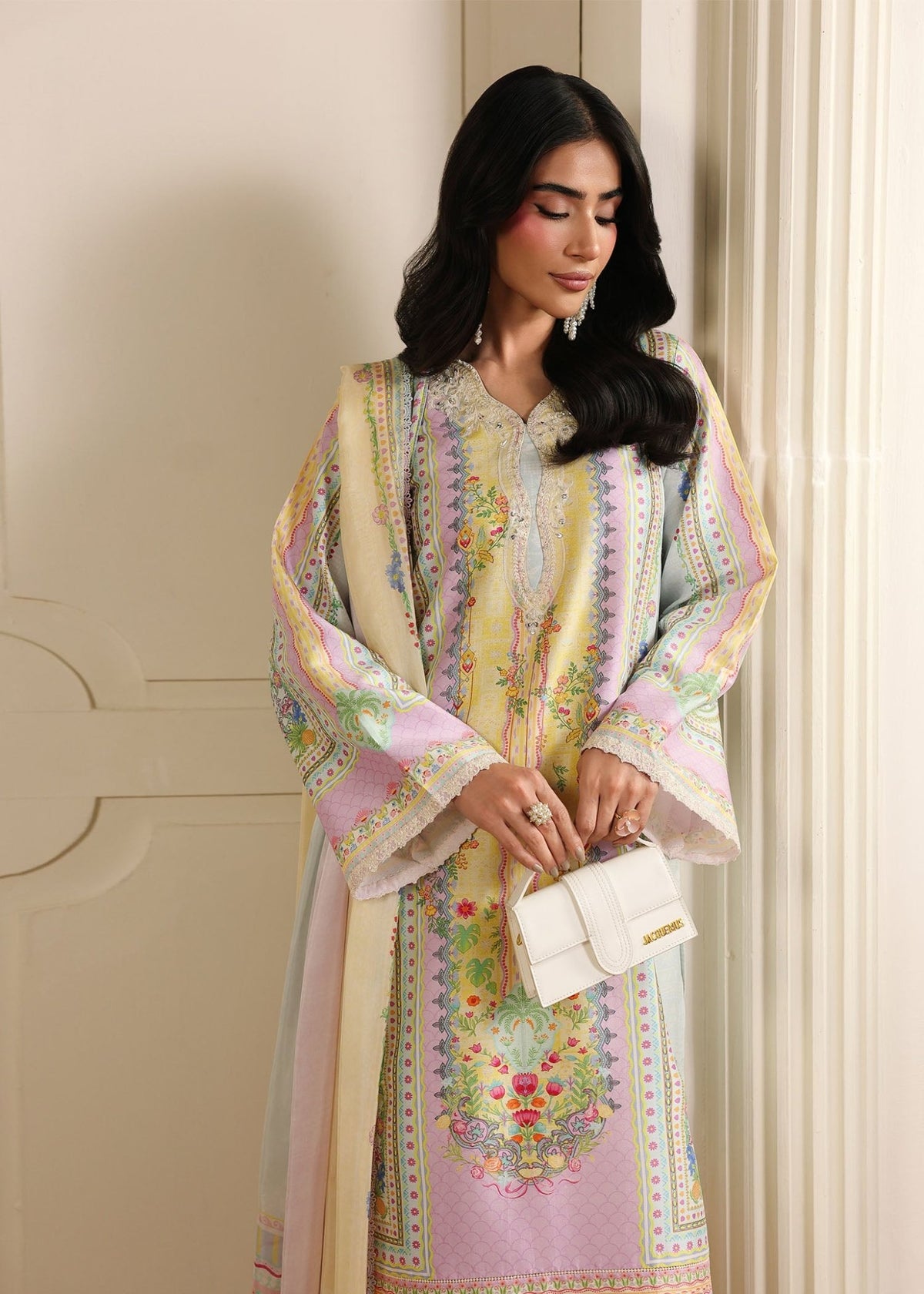 Kairo pastel blue styled look - Kanwal Malik luxe silk