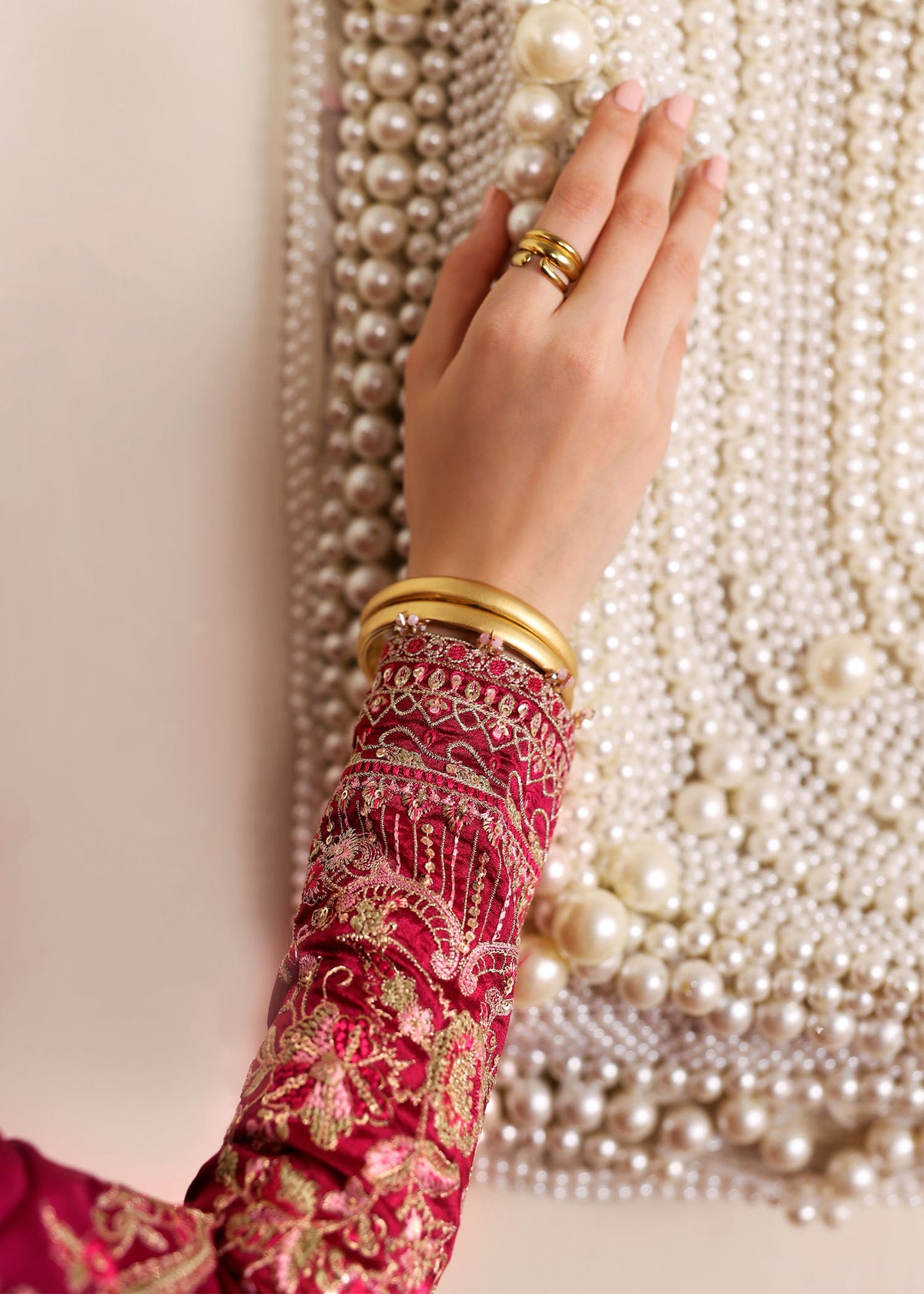 Kamira red full ensemble view - Kanwal Malik