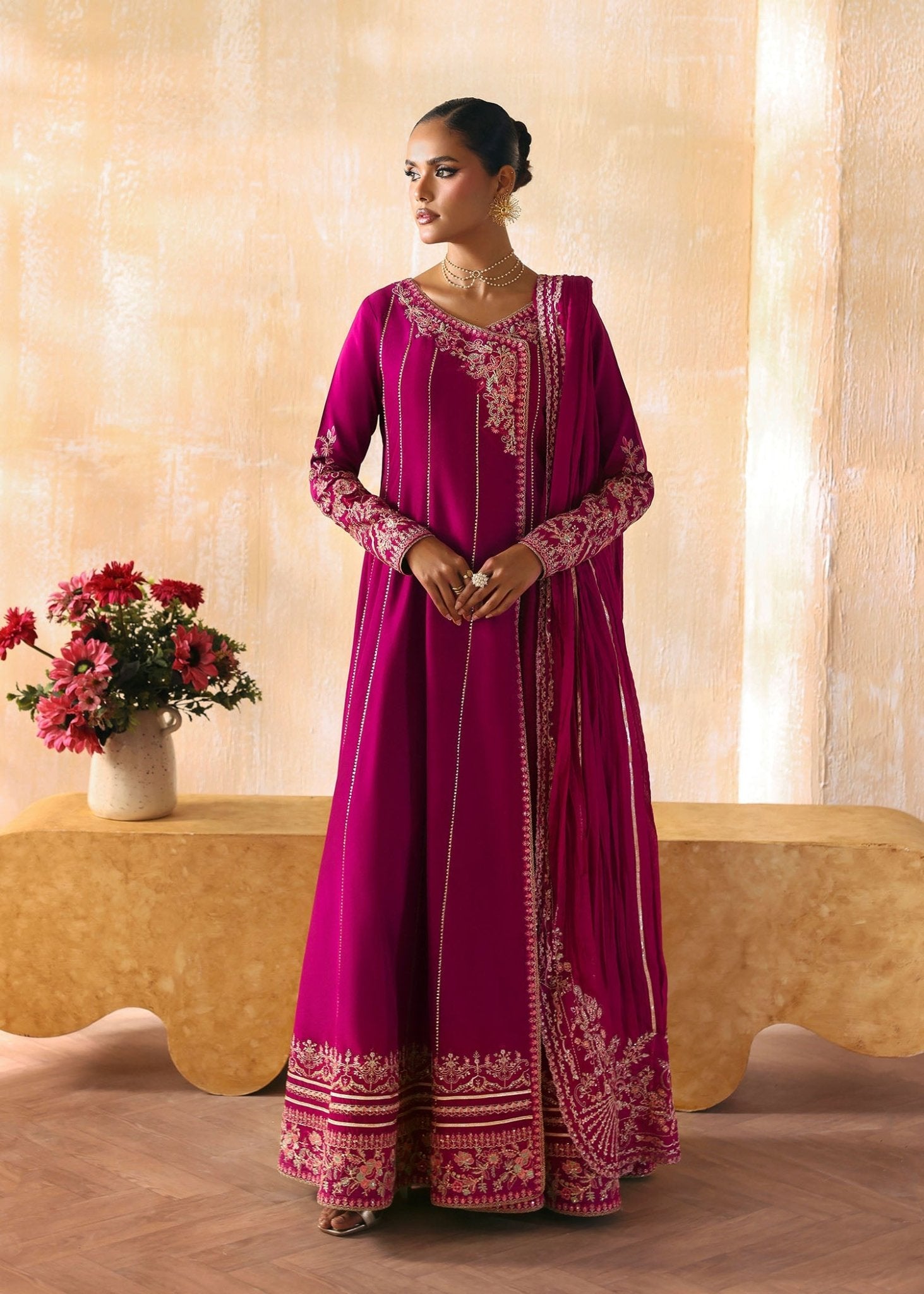 Laiya fusia gota work embellishment detail - Kanwal Malik luxury pret