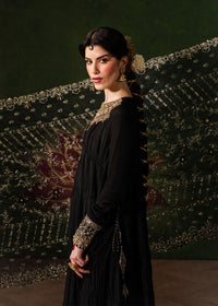 Layla black dupatta sequin embellishment detail - Kanwal Malik luxury pret