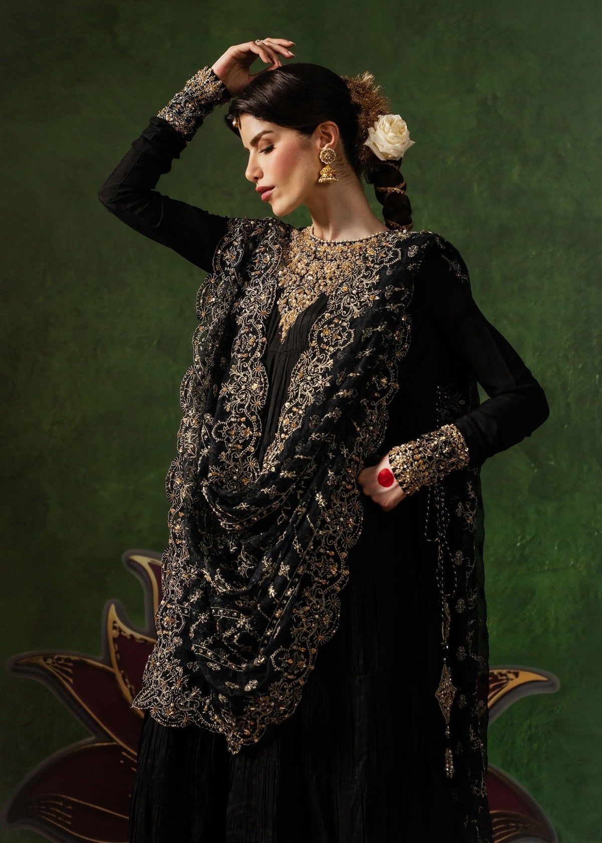 Layla black peshwas side view - Kanwal Malik Shehnai Luxury Pret'26