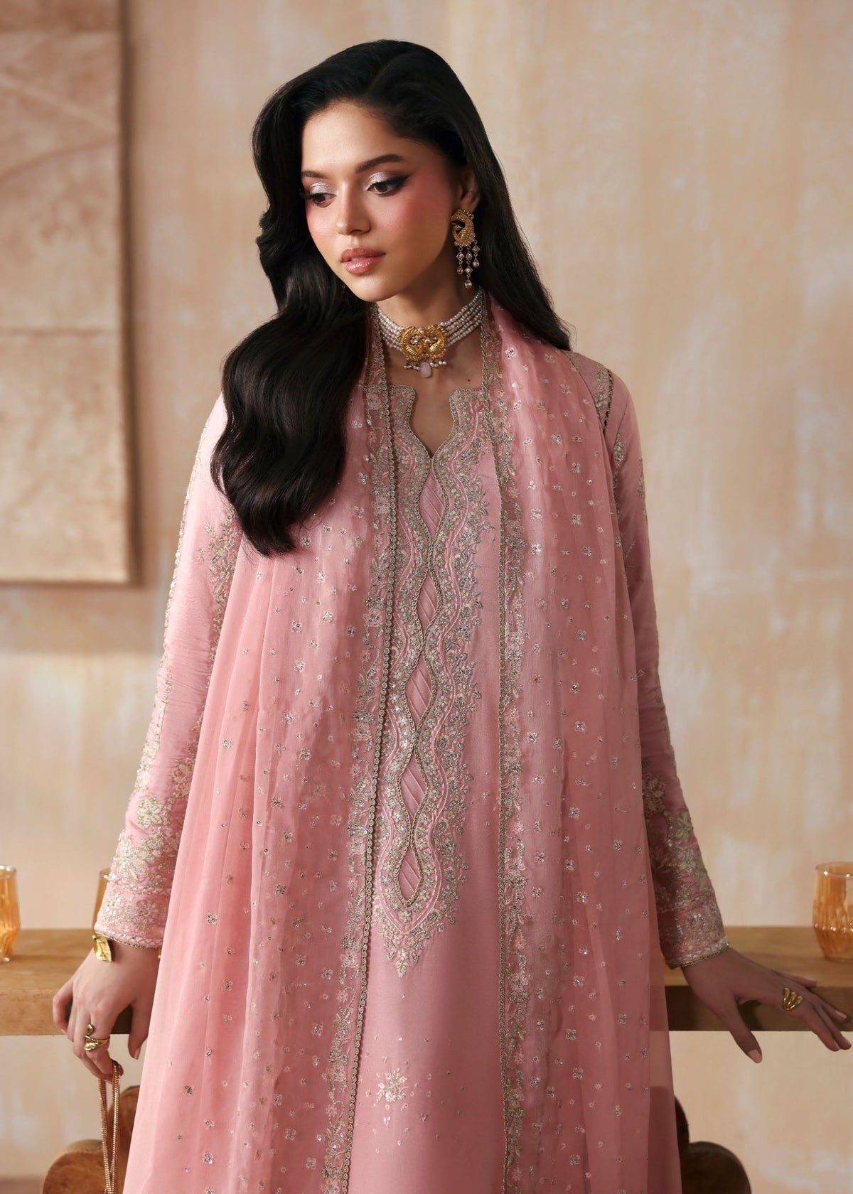 Leia powder pink complete look - Kanwal Malik luxury pret