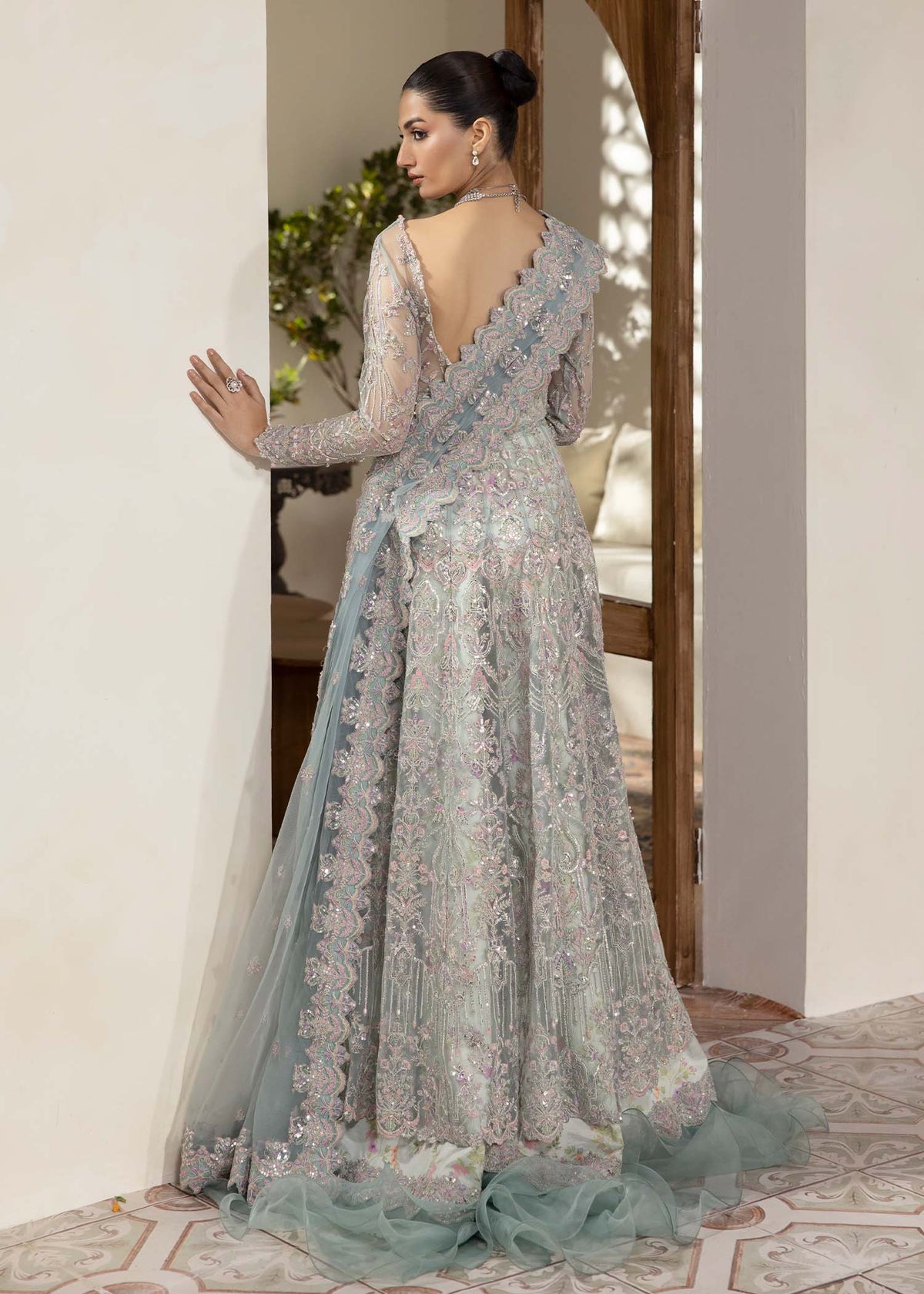 Lily ice blue ensemble side view - Kanwal Malik