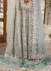 Lily ice blue printed ruffle pants detail - Kanwal Malik