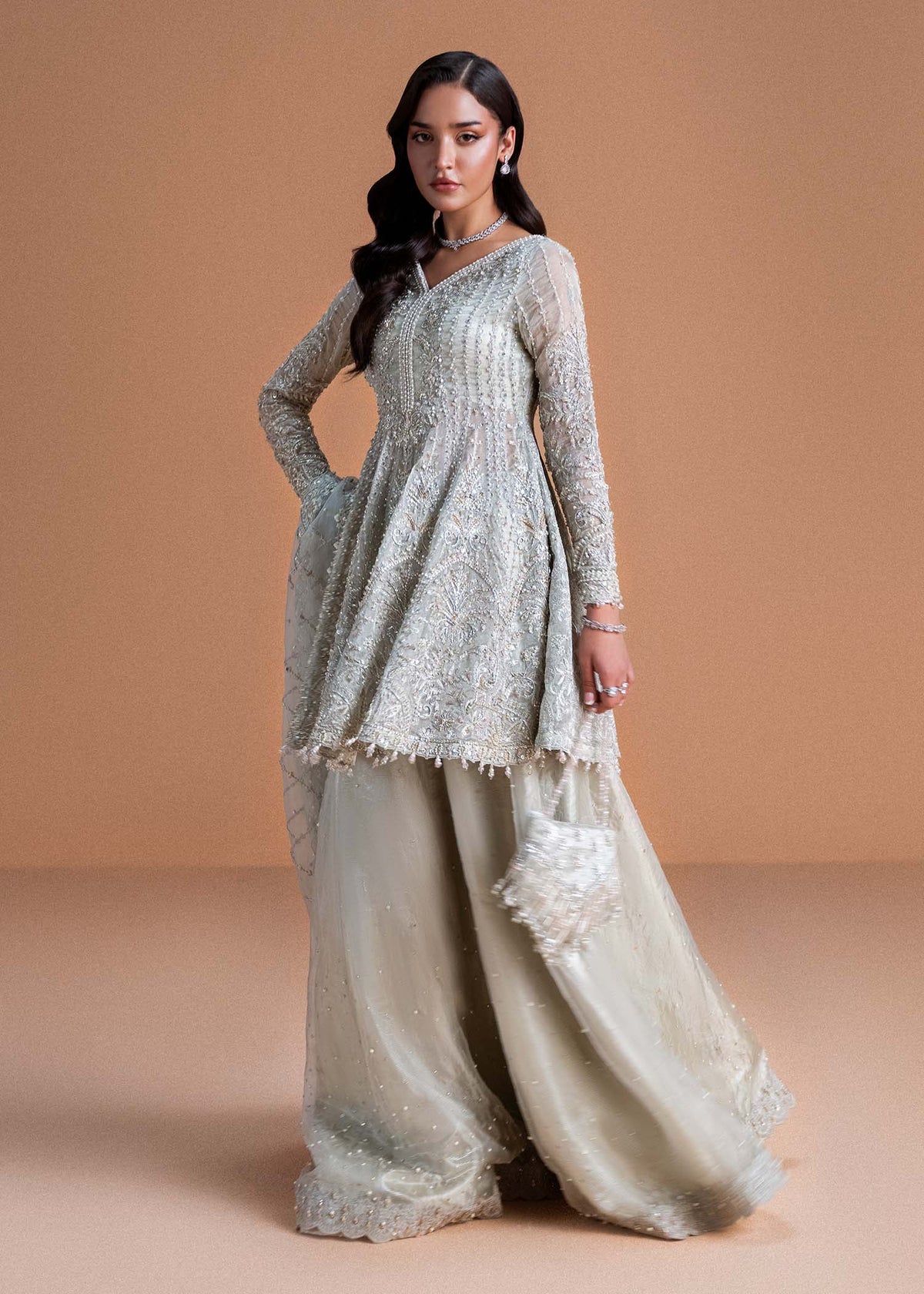 Mahira moonlit silver back view - Kanwal Malik luxury pret
