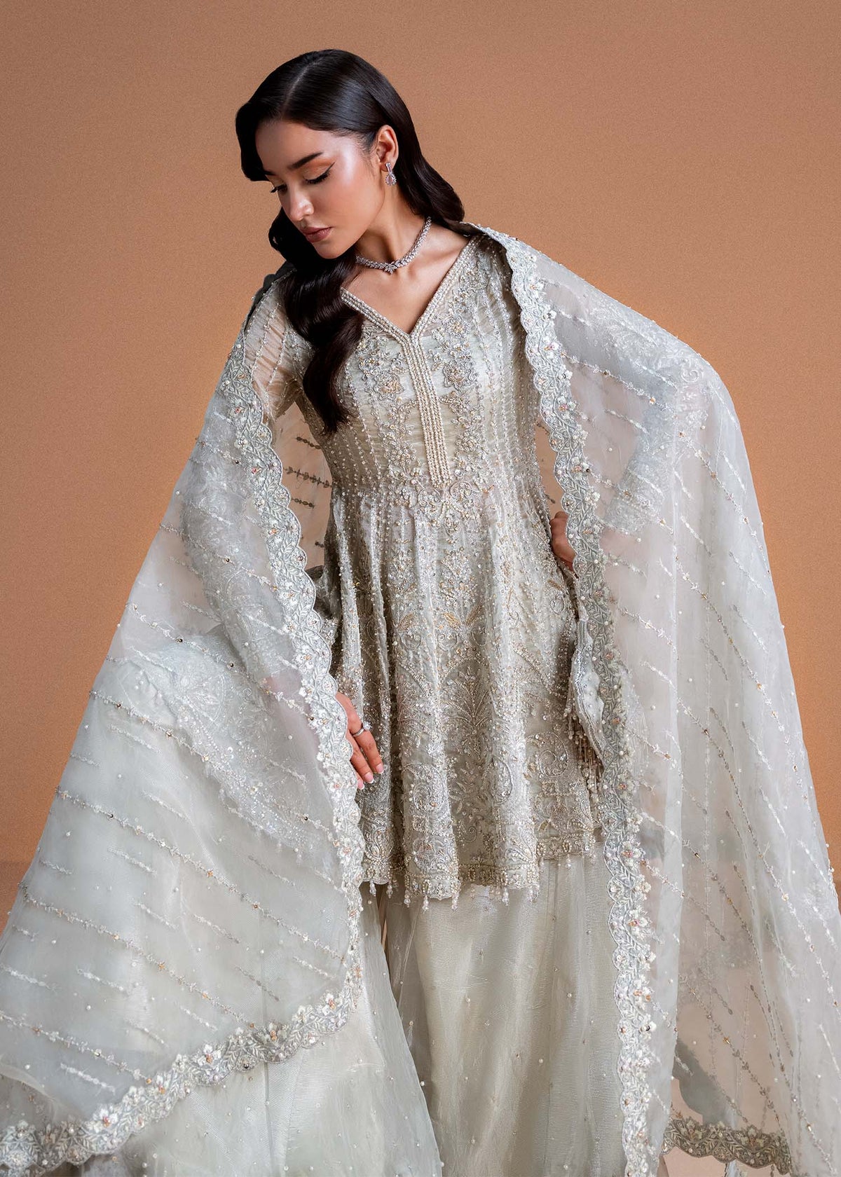 Mahira moonlit silver complete look - Kanwal Malik luxury pret