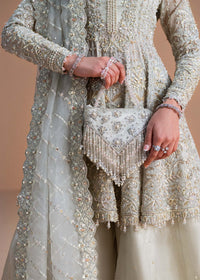 Mahira moonlit silver organza dupatta detail - Kanwal Malik luxury pret
