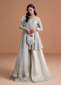 Mahira moonlit silver peplum shirt front view - Kanwal Malik luxury pret