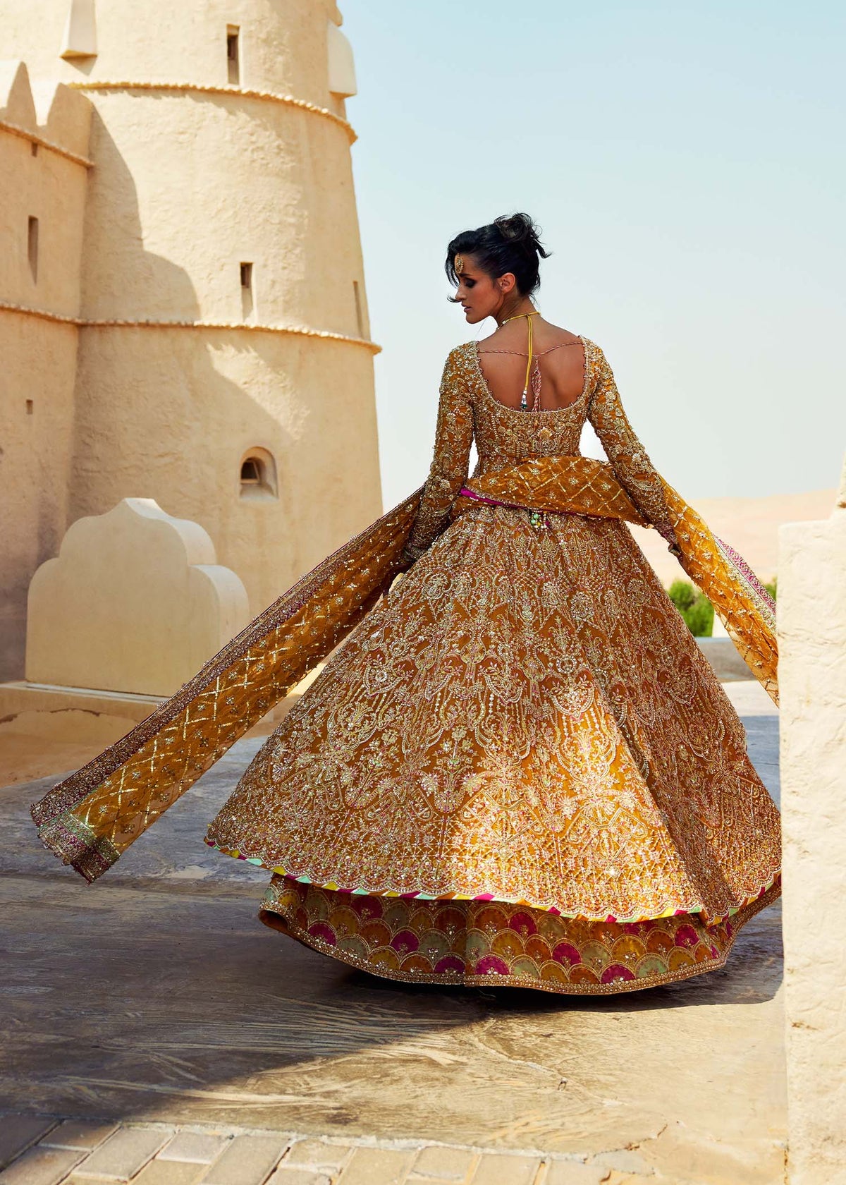 Mahra pure gold jamawar lehnga detail - Kanwal Malik bridal couture