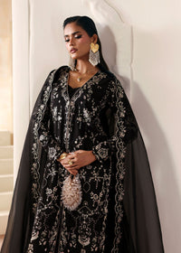 Mahsa black multi-color embroidery detail - Kanwal Malik