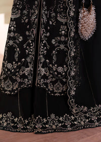 Mahsa black flared pants embroidered border detail - Kanwal Malik