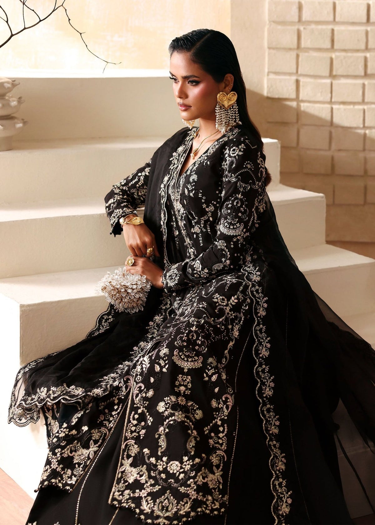 Mahsa black full ensemble view - Kanwal Malik