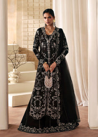 Mahsa black tassel silk jacket front view - Kanwal Malik