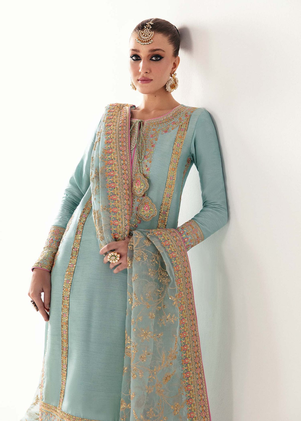 Manjeh ferozi jaal dupatta detail - Kanwal Malik