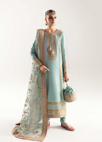 Manjeh ferozi Korean rawsilk ensemble front view - Kanwal Malik
