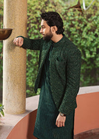 Meer bottle green back view - Kanwal Malik menswear